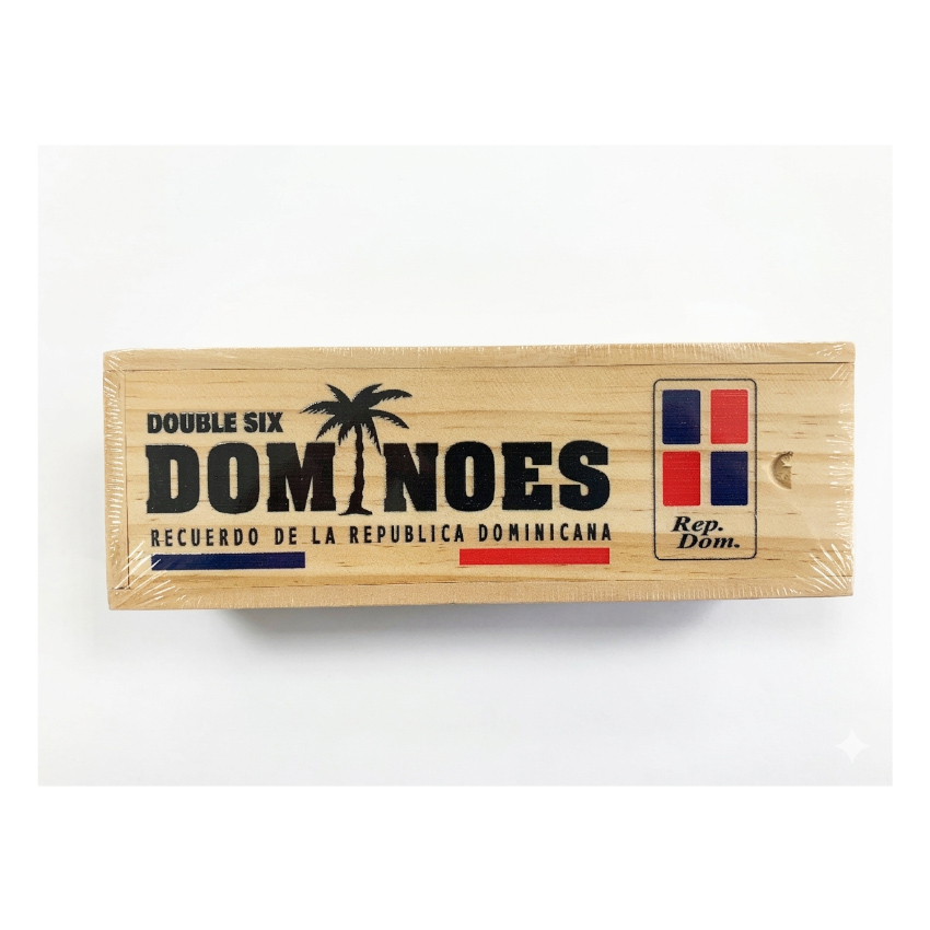 DOUBLE SIX Domino-Spiel in einer Holzbox - Juego de Domino en Caja de Madera