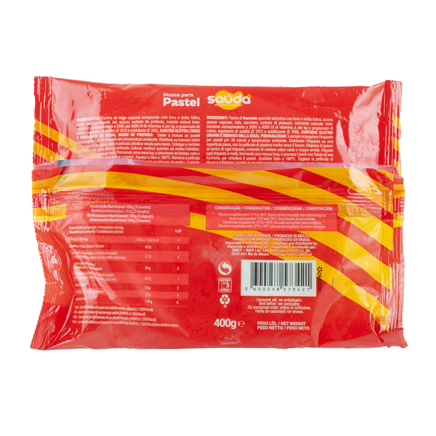 SAÚDA Massa de Pastel de Disco, 400g  (Congelada)