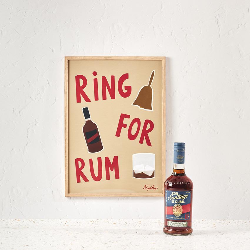 RON SANTIAGO DE CUBA x Nephthys - Ron Extra-Añejo 11 Años, 700ml + A3 Print - Ring For Rum