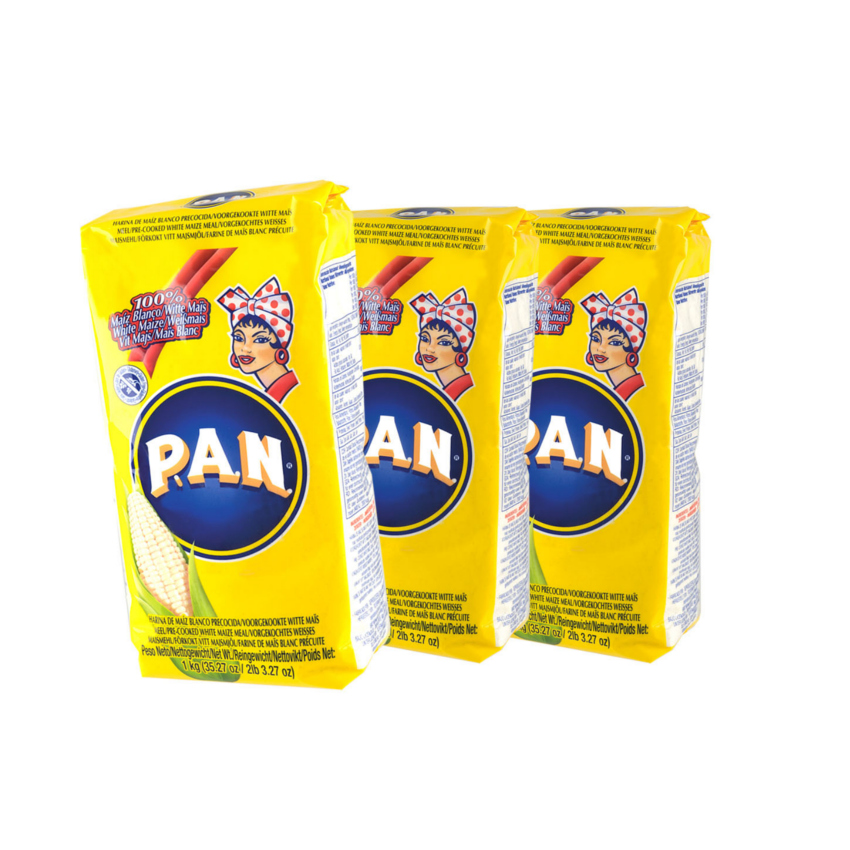 PAN vorgekochtes weisses Maismehl-3er Sparpack- Harina de Maíz Blanco precocida 3x1kg