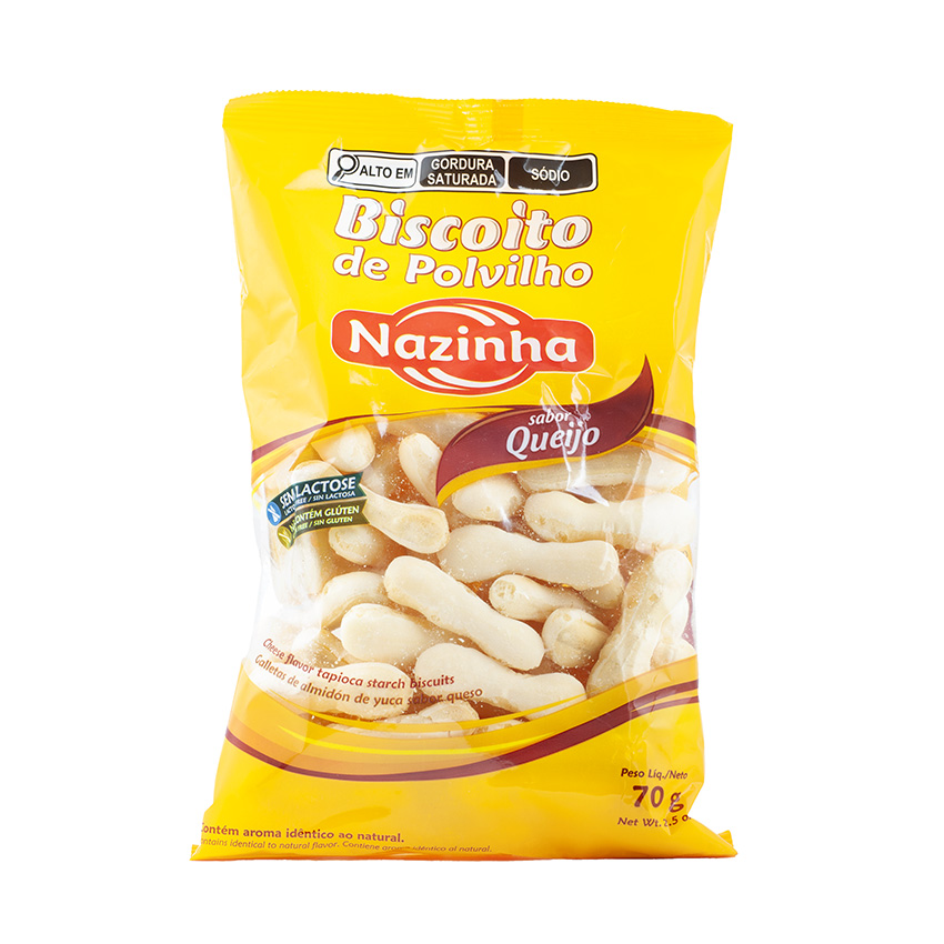 NAZINHA Maniok-Chips mit Käsegeschmack - Biscoito de Polvilho Sabor Queijo, 70g