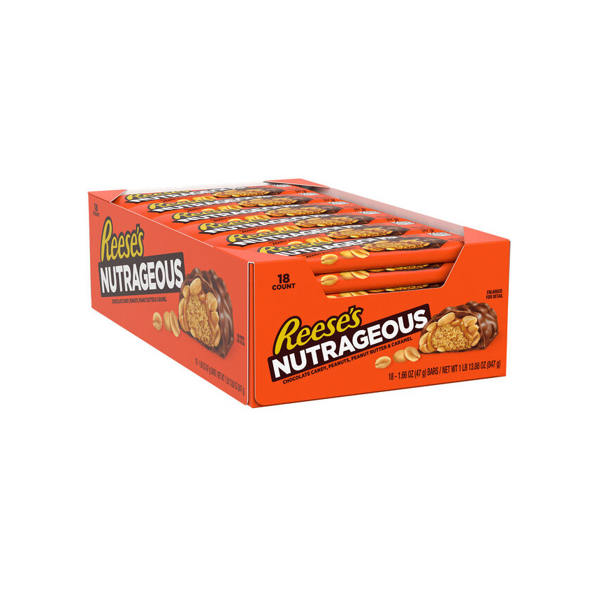 REESE´S Nutrageous Erdnussbutter-Karamell- -Schokorigel, Display 846g (18 x 42g) MHD 26.08.26