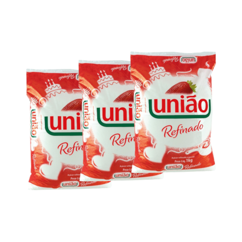 UNIÃO weißer Rohrzucker-3er Sparpack- Açúcar de Cana 3x1kg