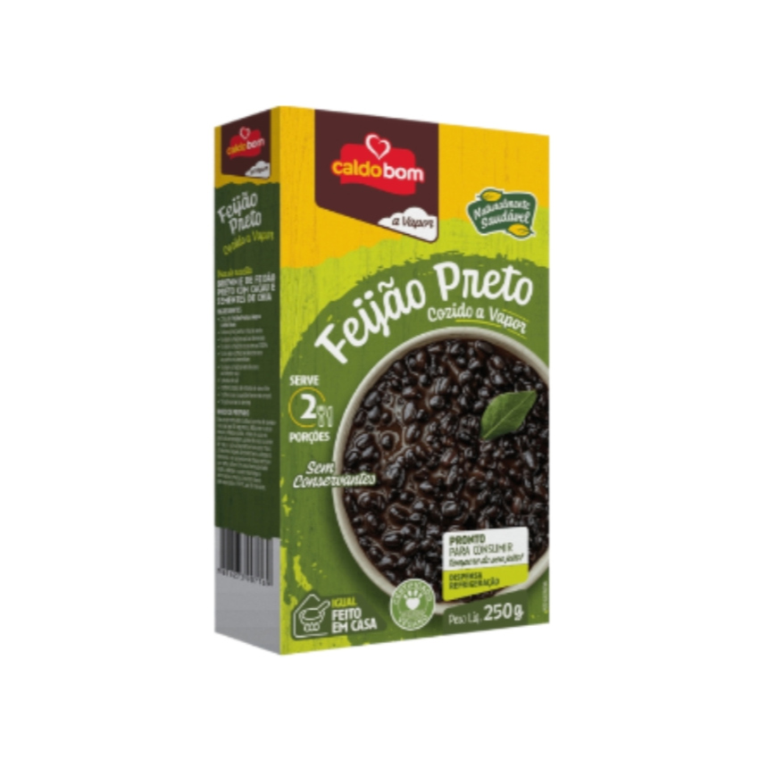 CALDO BOM Schwarze Bohnen, dampfgegart - Feijão Preto Cozido a Vapor, 250g