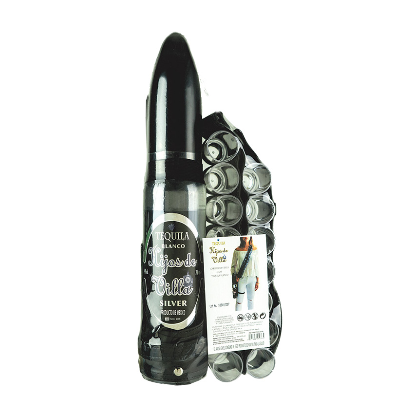 HIJOS DE VILLA weißer Tequila Patronenflasche und Gläsern Tequila blanco+Vasos 700ml 40%vol