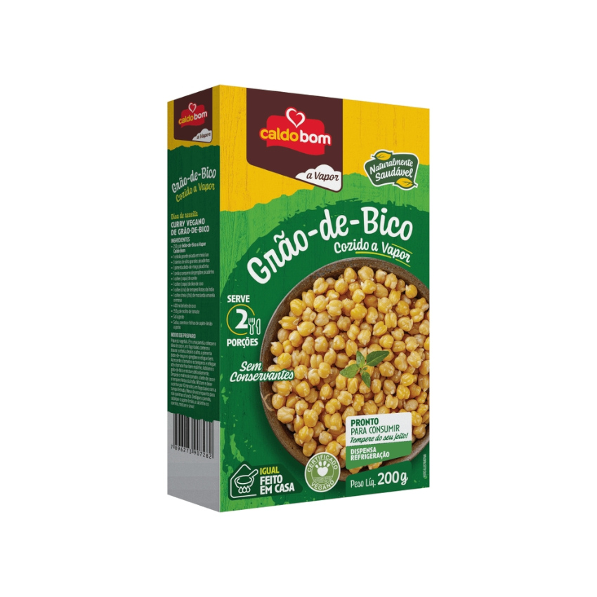 CALDO BOM Kichererbsen, dampfgegart - Grão de Bico Cozido a Vapor, 200g