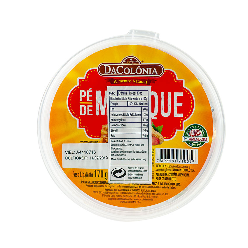 DACOLONIA Erdnuss-Riegel - Pé de Moleque, 170g