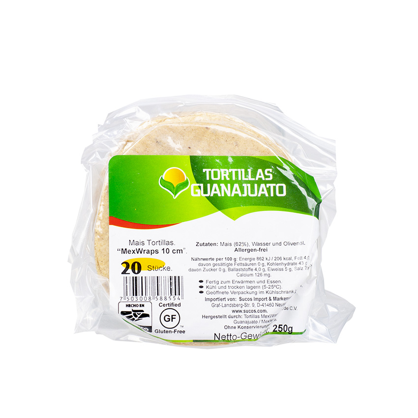 GUANAJUATO MexWraps - Tortilhas de Milho - Tortillas de Maíz, Ø 10cm, 250g