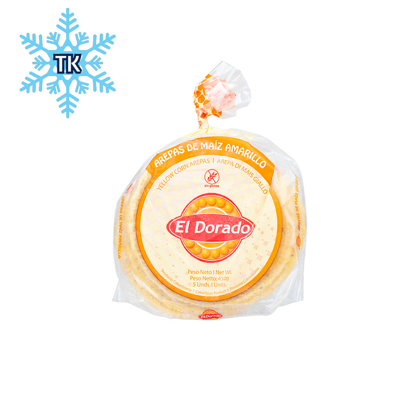 EL DORADO Maisfladen aus gelbem Mais - tiefgefroren - Arepa de Maiz Amarillo, 450g