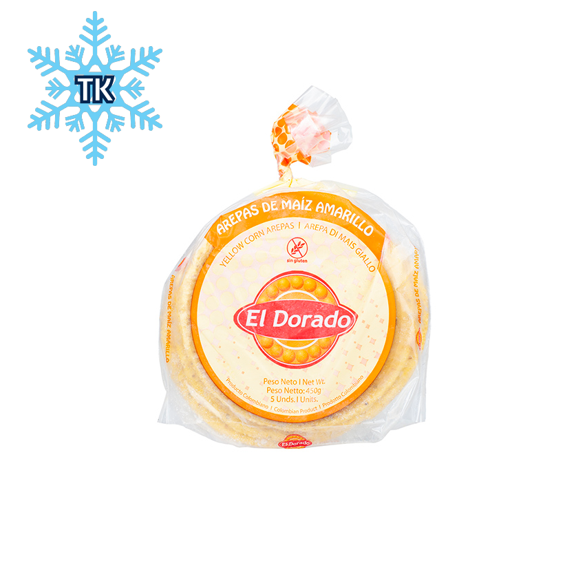 EL DORADO Maisfladen aus gelbem Mais - tiefgefroren - Arepa de Maiz Amarillo, 450g