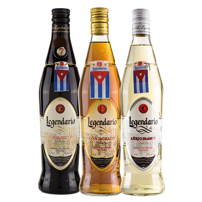 LEGENDARIO Rum-Geschenk-Set-3 Flaschen- Ron Set de Regalo 3 botellas