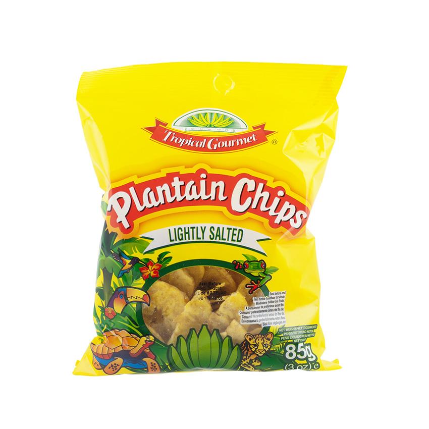 TROPICAL GOURMET Chips de banana-da-terra-verde levemente salgados - Chips de Platanos Verdes (Lightly Salted), 85g