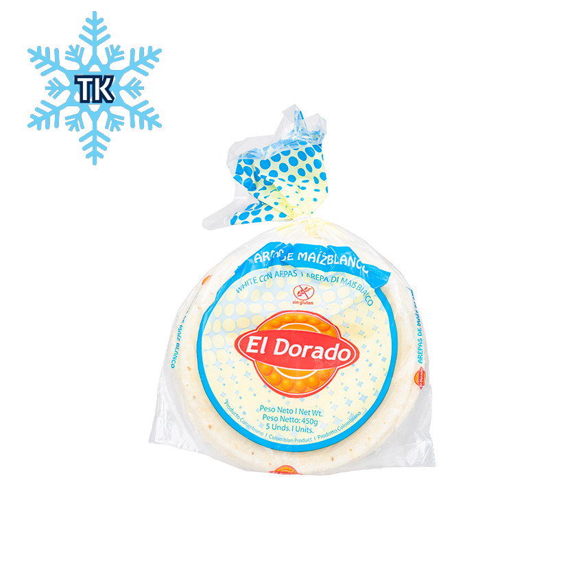 EL DORADO Maisfladen aus weißem Mais, tiefgefroren - Arepa de Maiz Blanco, 450g