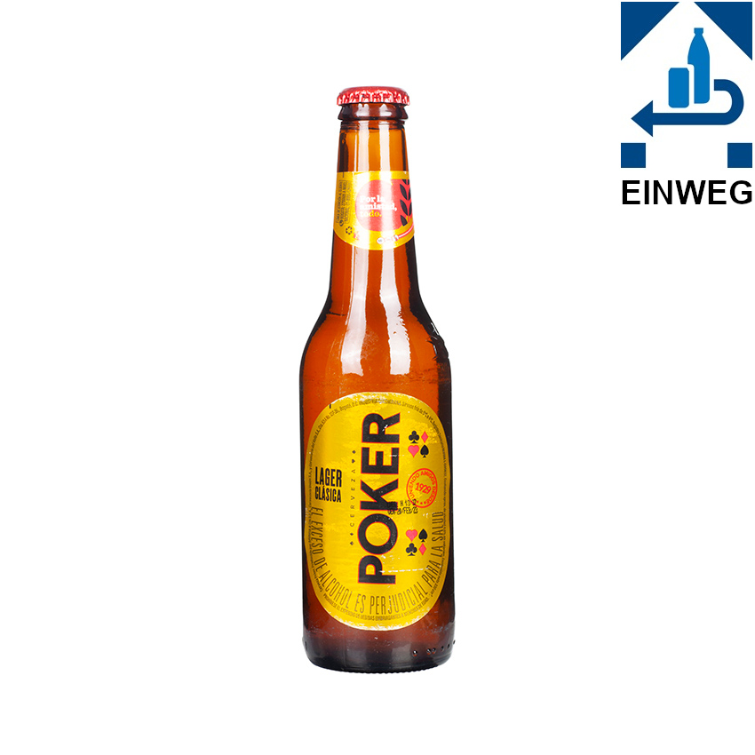 POKER Bier - Cerveza, 4% vol., 300ml --DPG-- - MHD 03.08.2026
