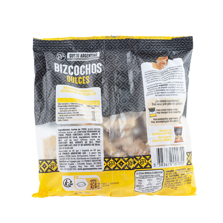 GUSTO ARGENTINO Sweet Biscuits - Bizcochos Dulces, 200g