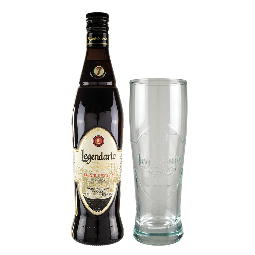 LEGENDARIO Rum Likör Elixir de Cuba Geschenk-Set mit Glas Ron Elixir de Cuba set regalo con vaso