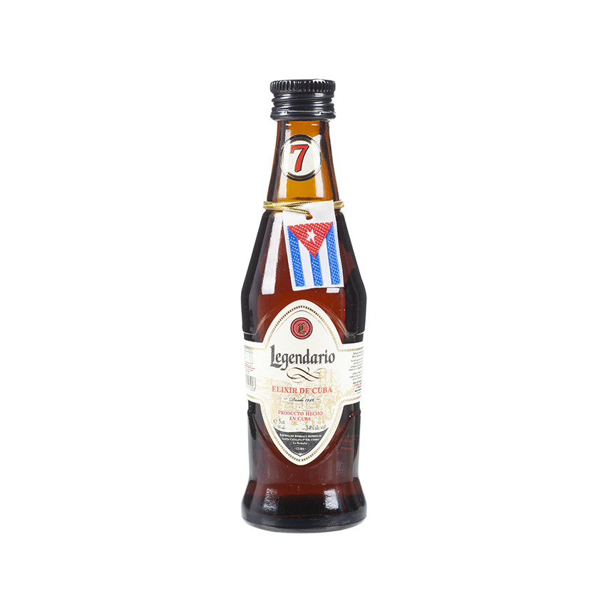 LEGENDARIO Elixir de Cuba, Rum-Likör, Miniaturflasche 50ml, 34% vol.