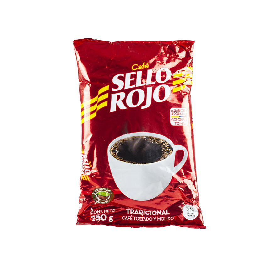 SELLO ROJO Kaffee -geröstet und gemahlen-  Café Tostado y Molido, 250g