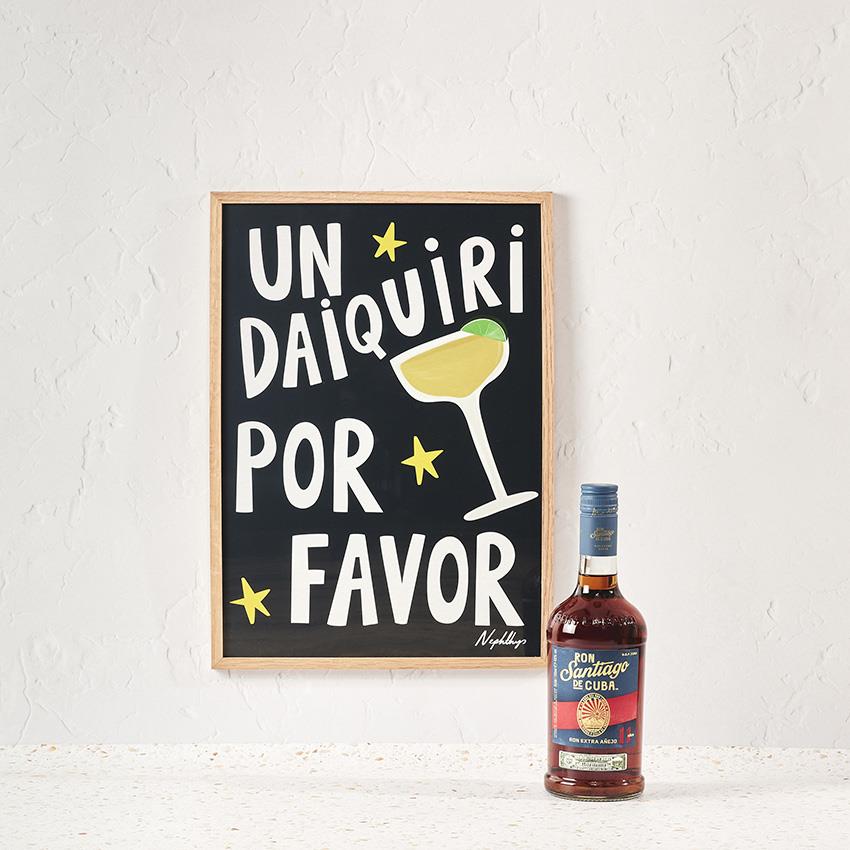 RON SANTIAGO DE CUBA x Nephthys - Ron Extra-Añejo 11 Años, 700ml + A3 Print - Un Daiquiri Por Favor