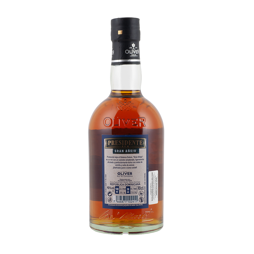 PRESIDENTE Brauner Rum - Gran Añejo Ron Artesanal, 700ml, 40% vol