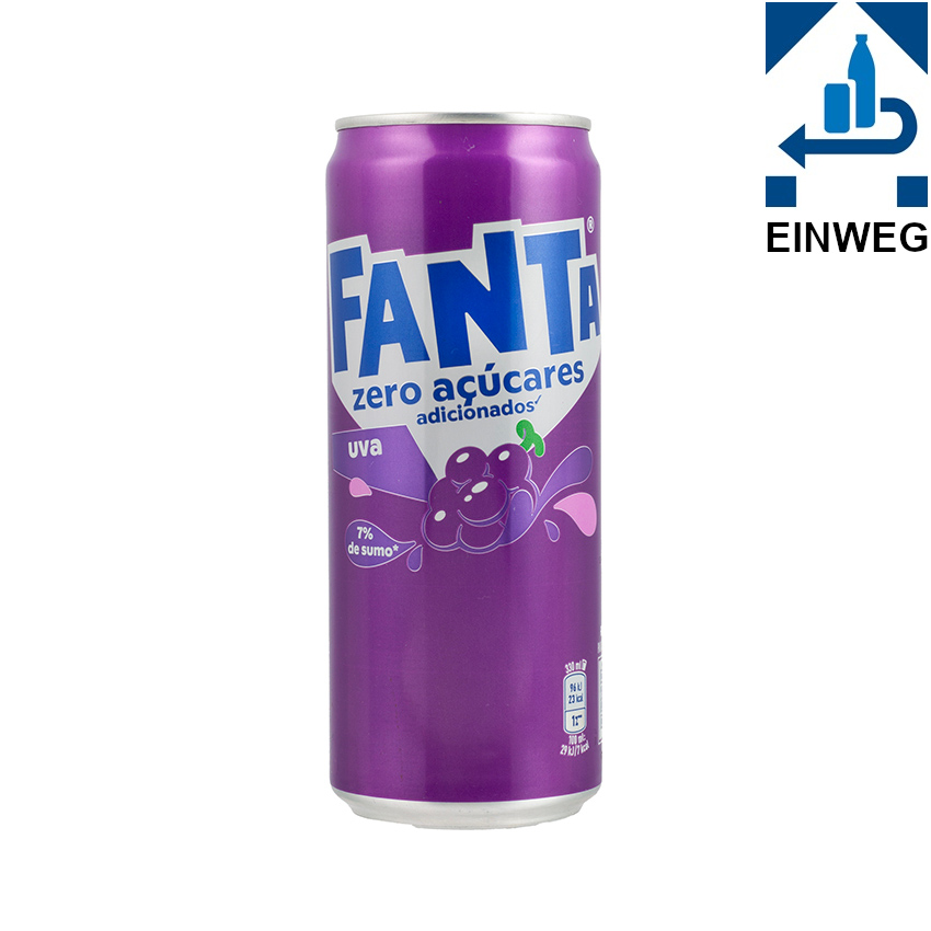 FANTA Traube Erfrischungsgetränk - Refrigerante de Uva Sem Açúcar, 330ml --DPG--
