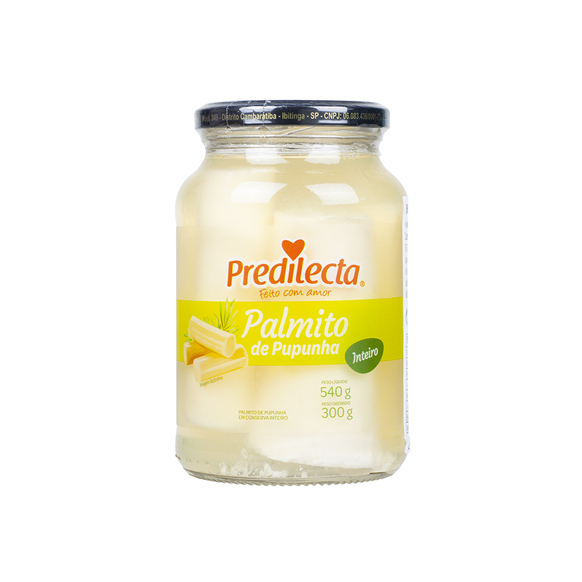PREDILECTA Whole Pupunha Hearts of Palm - Palmito de Pupunha Inteiro, 540g