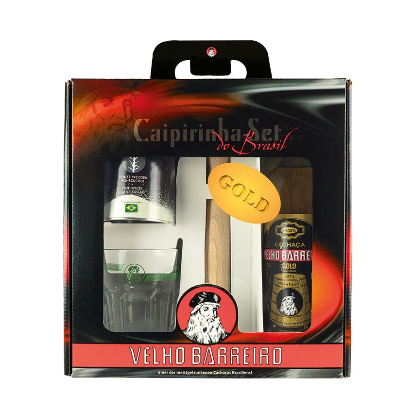 VELHO BARREIRO Caipirinha-Set Gold II Cachaça Set Gold II 700ml 39% vol.