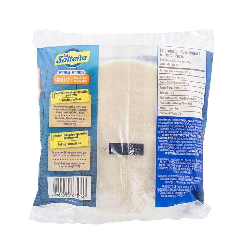 LA SALTEÑA Tapas para Empanadas Criollas  (Freir/Horno), 460g