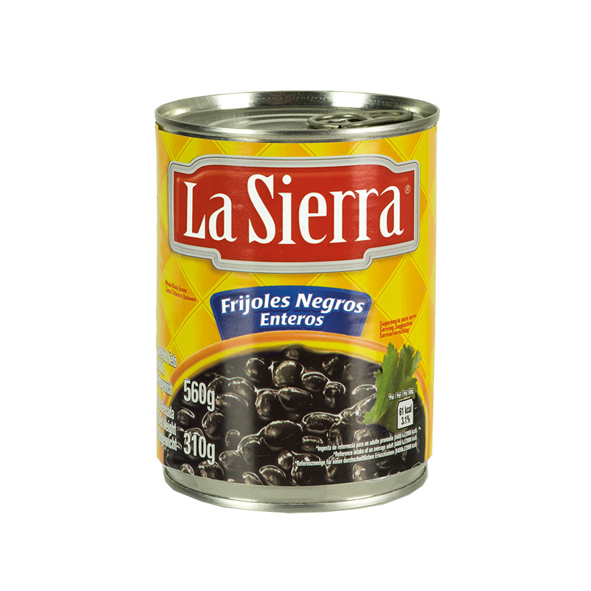 LA SIERRA gewürzte Ganze Schwarze Bohnen Frijoles Negros Enteros especiados 560g - Abtropfgew. 310g