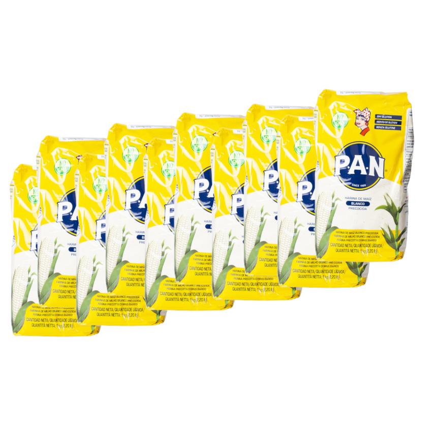 PAN vorgekochtes weisses Maismehl-10er Sparpack- Harina de Maíz Blanco precocida 10x1kg
