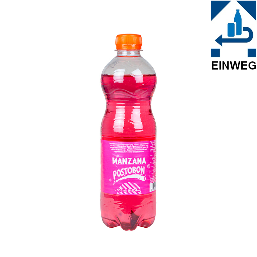 POSTOBON Manzana - Apfel-Erfrischungsgetränk -DPG- Gaseosa Manzana, PET 500ml
