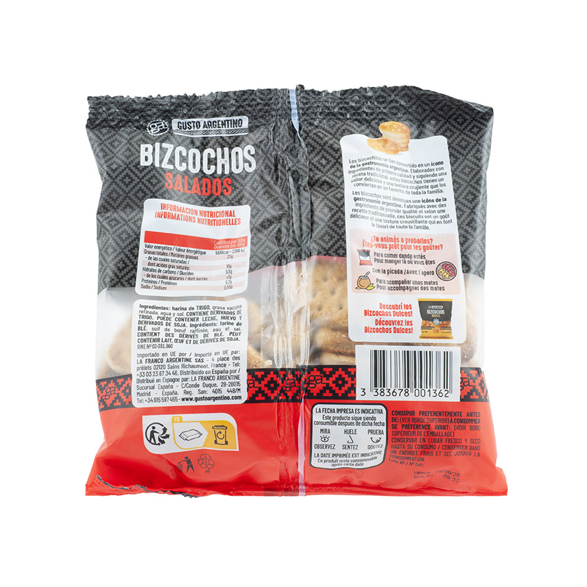 GUSTO ARGENTINO Salty Biscuits - Bizcochos Salados, 200g