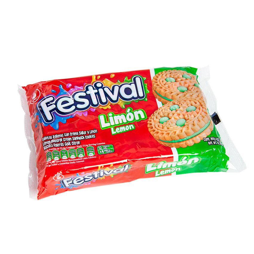 FESTIVAL Lemon Flavored Cream Sandwich Cookies - Galletas Limón 403g