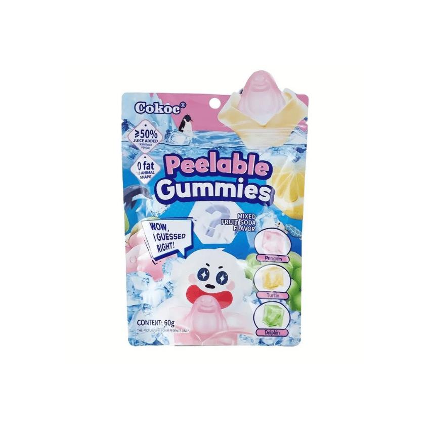 COKOC Peelable Gummies Mixed Fruit Soda Flavour - Schälbare Fruchtgummis Fruchtmix Soda , 75g