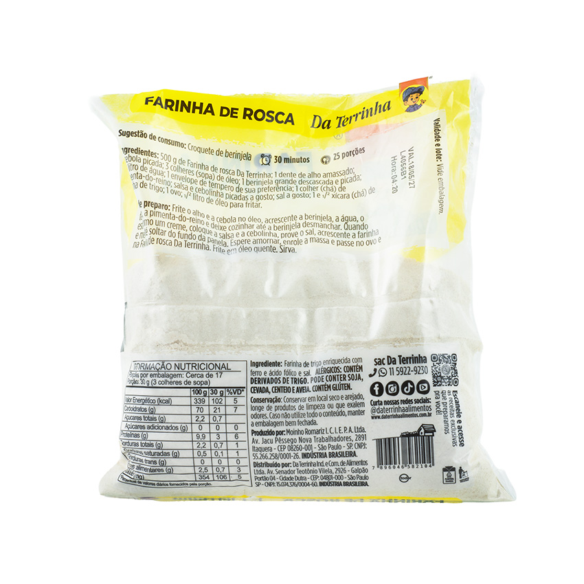DATERRINHA Pan Rallado - Farinha de Rosca, 500g
