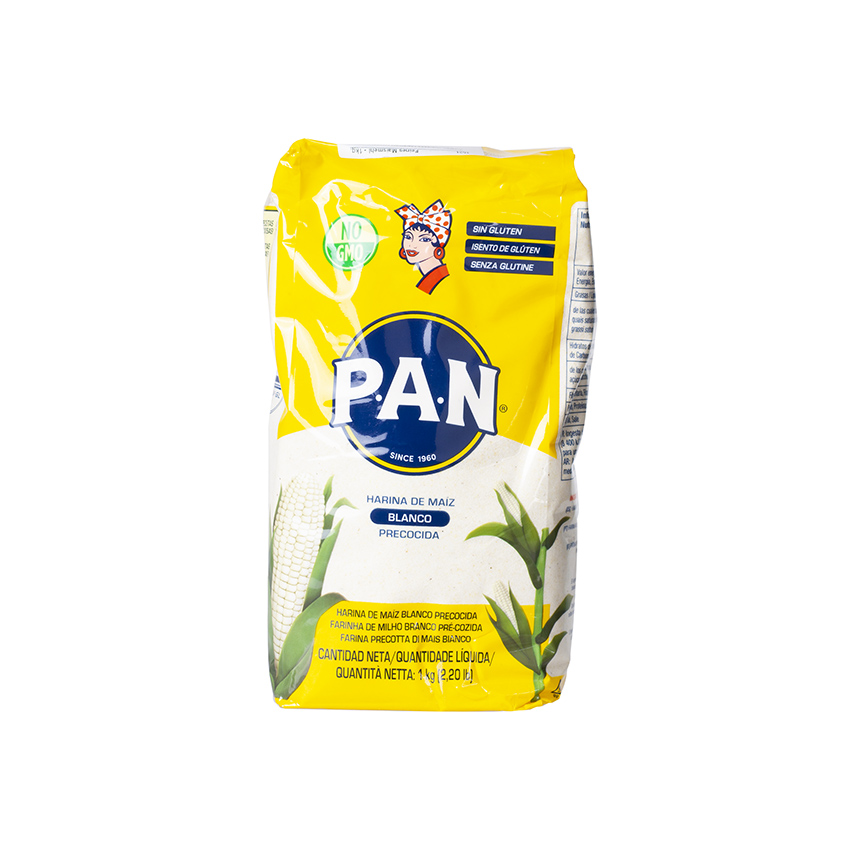 PAN vorgekochtes weisses Maismehl - Herkunft: EU - Harina de Maíz Blanco precocida, 1kg