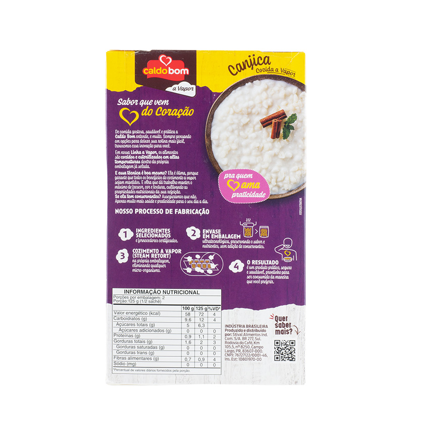 CALDO BOM geschälter weisser Mais, dampfgegart - Canjica Cozida a Vapor, 250g