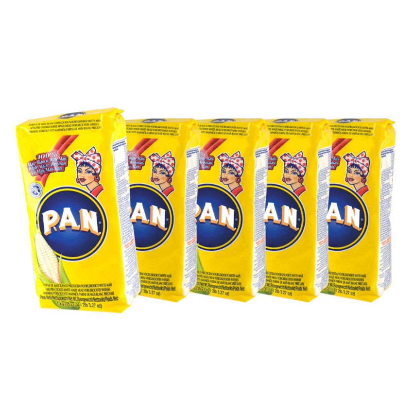 PAN vorgekochtes weisses Maismehl-5er Sparpack- Harina de Maíz Blanco precocida 5x1kg