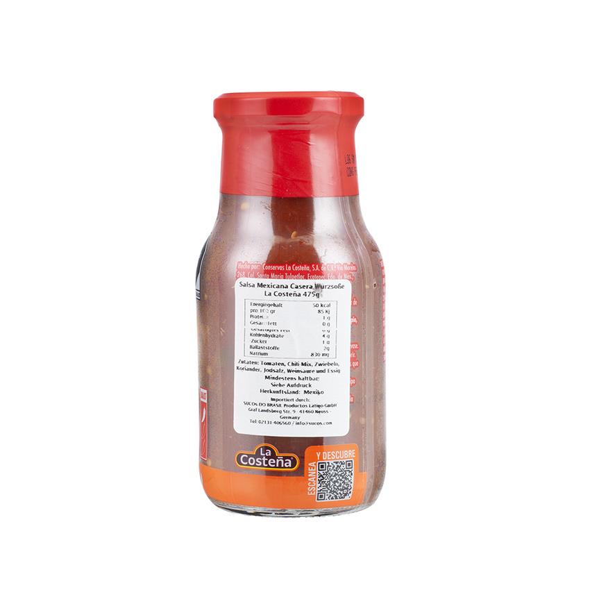 LA COSTEÑA Rote Mexikanische Soße "Casera" - Salsa Casera Mexicana, 475g