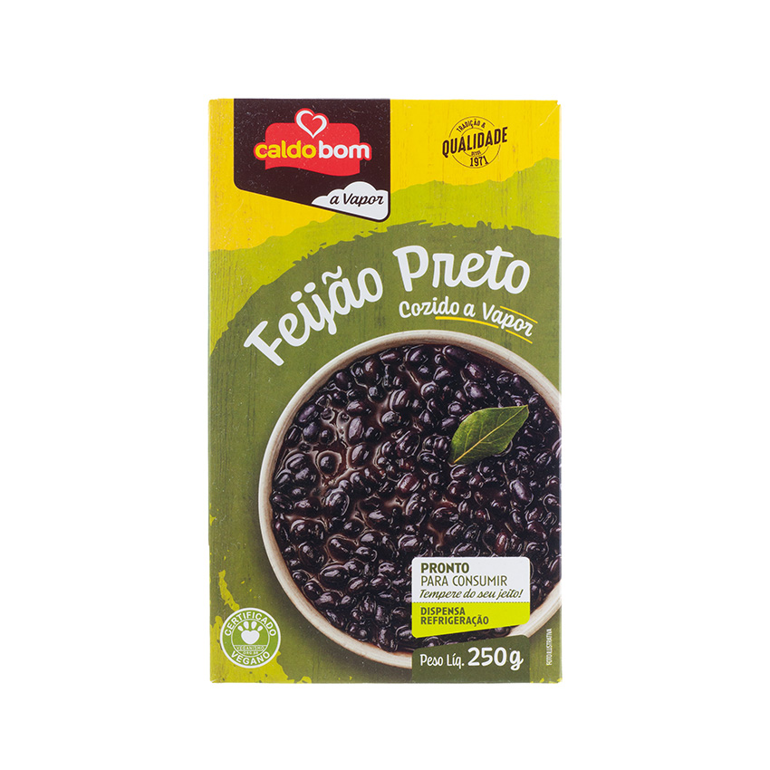 CALDO BOM Schwarze Bohnen, dampfgegart - Feijão Preto Cozido a Vapor, 250g