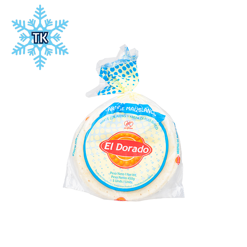 EL DORADO Maisfladen aus weißem Mais, tiefgefroren - Arepa de Maiz Blanco, 450g